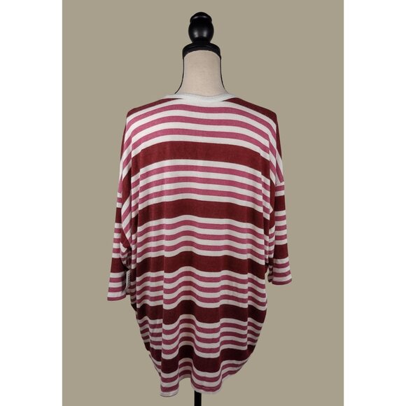 Torrid Super Soft Plush Pink Striped V-neck Top w/ Dropped Shoulders Size 1X NWT - Picture 2 of 10